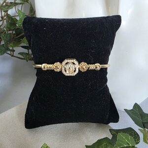 Gold Filled Open Cuff Bangle Bracelet Medusa Charm